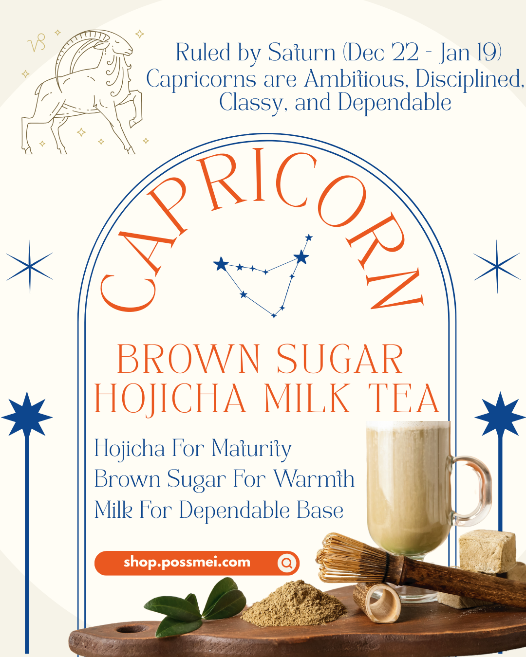 Capricorn Season Sips: Brown Sugar Hojicha Milk Tea