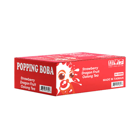 POPPING JACKY (POPPING BOBA DRINK) PARTY SIZE - STRAWBERRY DRAGON FRUIT OOLONG TEA 240ML*24 CANS/CTN
