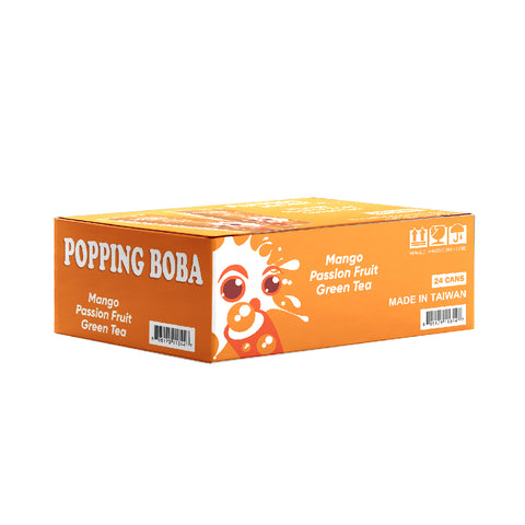 POPPING JACKY (POPPING BOBA DRINK) PARTY SIZE - MANGO PASSION FRUIT GREEN TEA  240ML*24 CANS/CTN