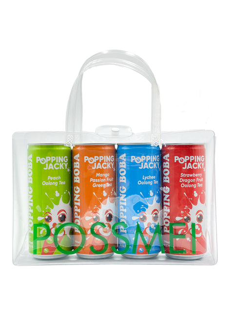 POPPING JACKY  (POPPING BOBA DRINK)  -ASSORTED FLAVORS  - 240ML*4 CANS/ PACK