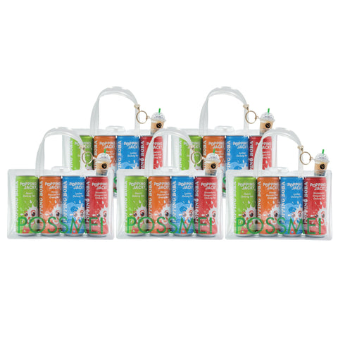 POPPING JACKY (POPPING BOBA DRINK) GIFT SET 5 PACK  - ASSORTED FLAVORS  - 240ML*4 CANS/ PACK