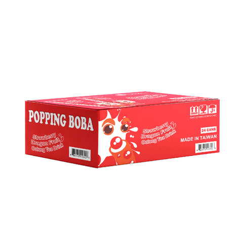 POPPING BOBA DRINK - STRAWBERRY DRAGON FRUIT OOLONG TEA 240ML*24 CANS/CTN
