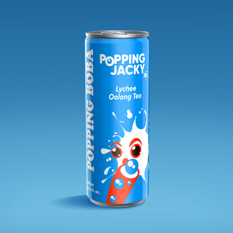POPPING JACKY (POPPING BOBA DRINK) SMALL SIZE - LYCHEE OOLONG TEA  240 ml *12 CANS/CTN