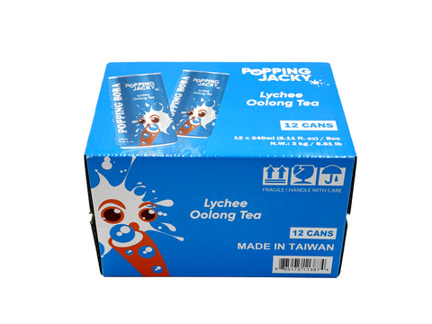 POPPING JACKY (POPPING BOBA DRINK) SMALL SIZE - LYCHEE OOLONG TEA  240 ml *12 CANS/CTN