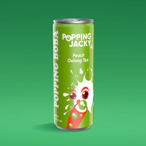 POPPING JACKY (POPPING BOBA DRINK) SMALL SIZE - PEACH OOLONG TEA  240 ml *12 CANS/CTN