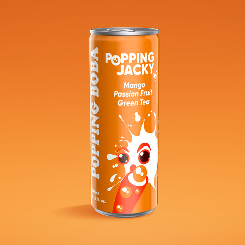 POPPING JACKY (POPPING BOBA DRINK) SMALL SIZE - MANGO PASSION FRUIT GREEN TEA  240 ml *12 CANS/CTN