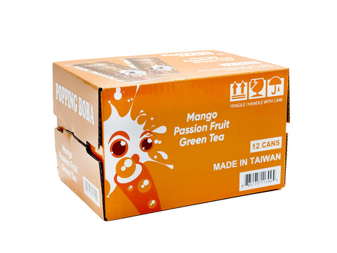 POPPING JACKY (POPPING BOBA DRINK) SMALL SIZE - MANGO PASSION FRUIT GREEN TEA  240 ml *12 CANS/CTN