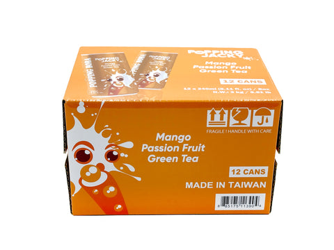 POPPING JACKY (POPPING BOBA DRINK) SMALL SIZE - MANGO PASSION FRUIT GREEN TEA  240 ml *12 CANS/CTN