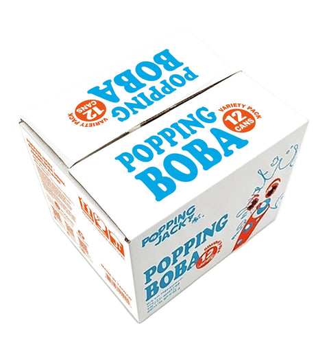 POPPING JACKY (POPPING BOBA DRINK)  FAMILY SIZE 3 PACK - ASSORTED FLAVORS  - 240 ml *4 CANS/ PACK