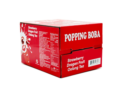 POPPING JACKY (POPPING BOBA DRINK) SMALL SIZE - STRAWBERRY DRAGON FRUIT OOLONG TEA 240 ml *12 CANS/CTN