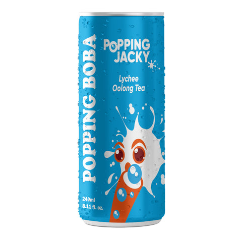 POPPING JACKY (POPPING BOBA DRINK) PARTY SIZE - LYCHEE OOLONG TEA  240ML*24 CANS/CTN